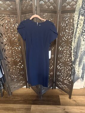 Calvin Klein Navy Midi Sheath Dress